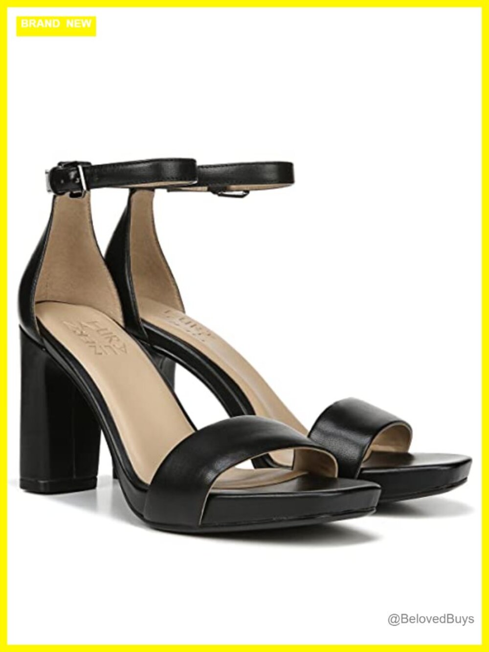 Naturalizer Joy Square Toe Platform Dress Sandals Block Heel Ankle Strap